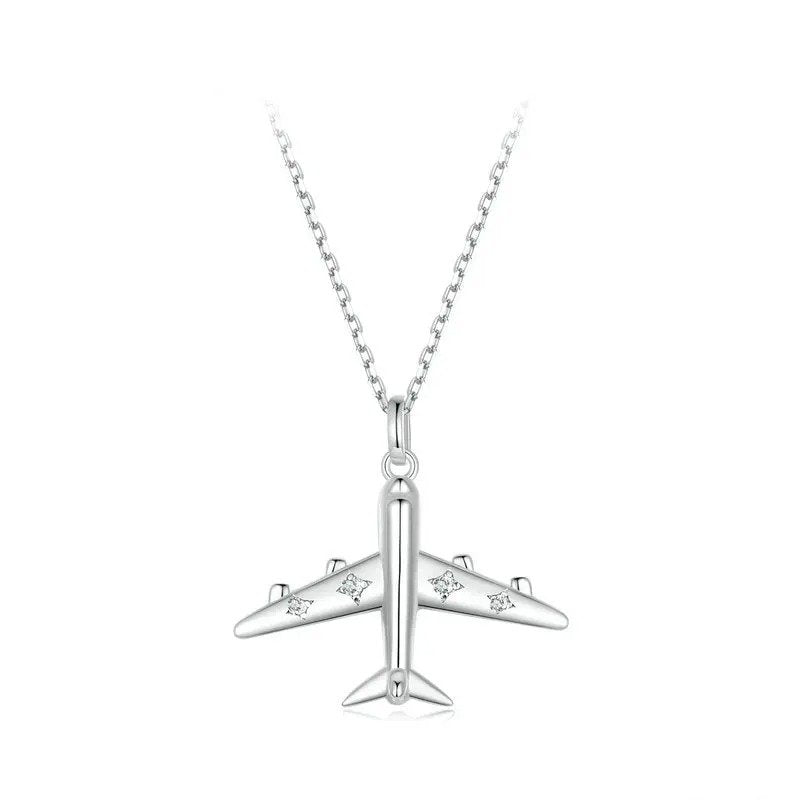 Delicado collar de avión chapado en platino