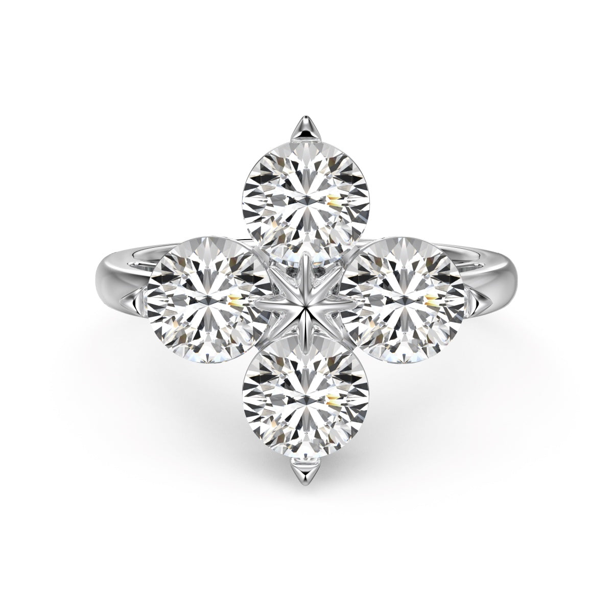 [Tonmkive Jewelry]Anillo Estrella de Ocho Puntas Trébol de Cuatro Hojas