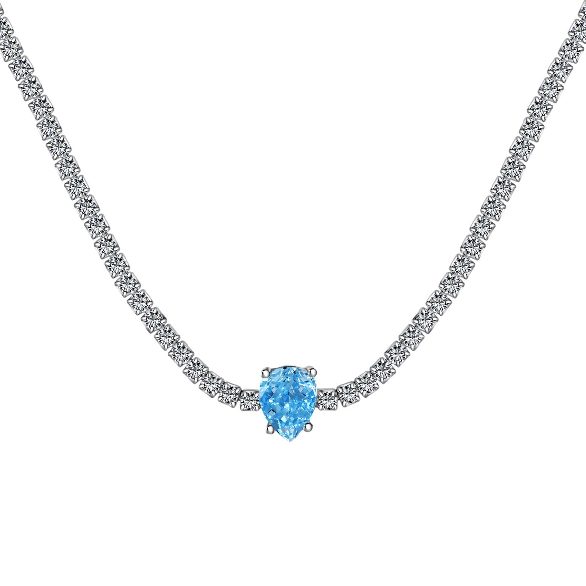 [Tonmkive Jewelry] Collar de tenis único con corte de pera de 1.0 quilate