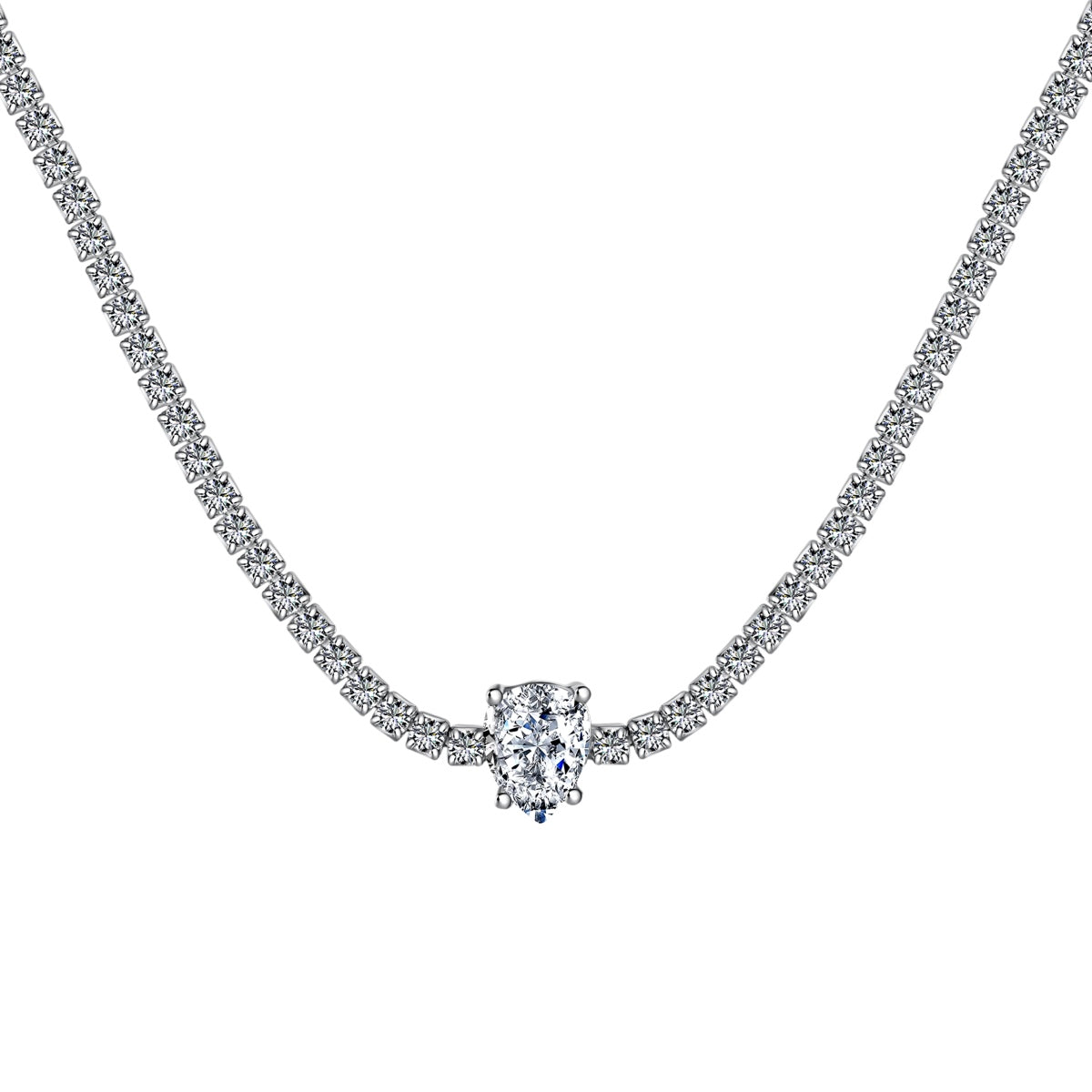[Tonmkive Jewelry] Collar de tenis único con corte de pera de 1.0 quilate