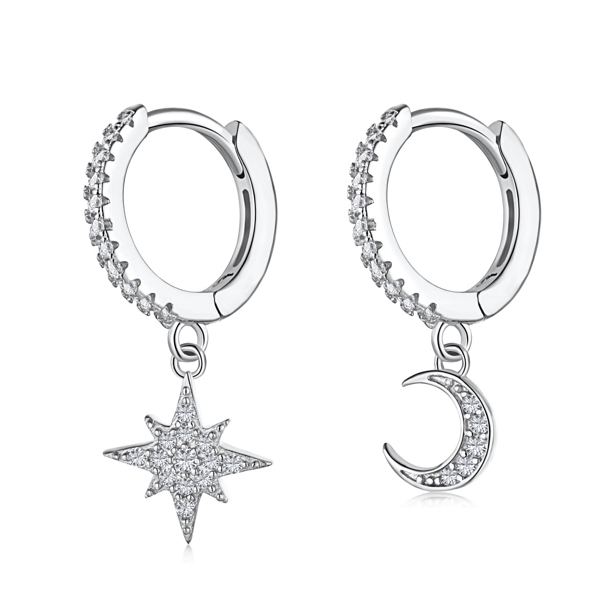 [Tonmkive Jewelry] Pendientes asimétricos de estrella y luna