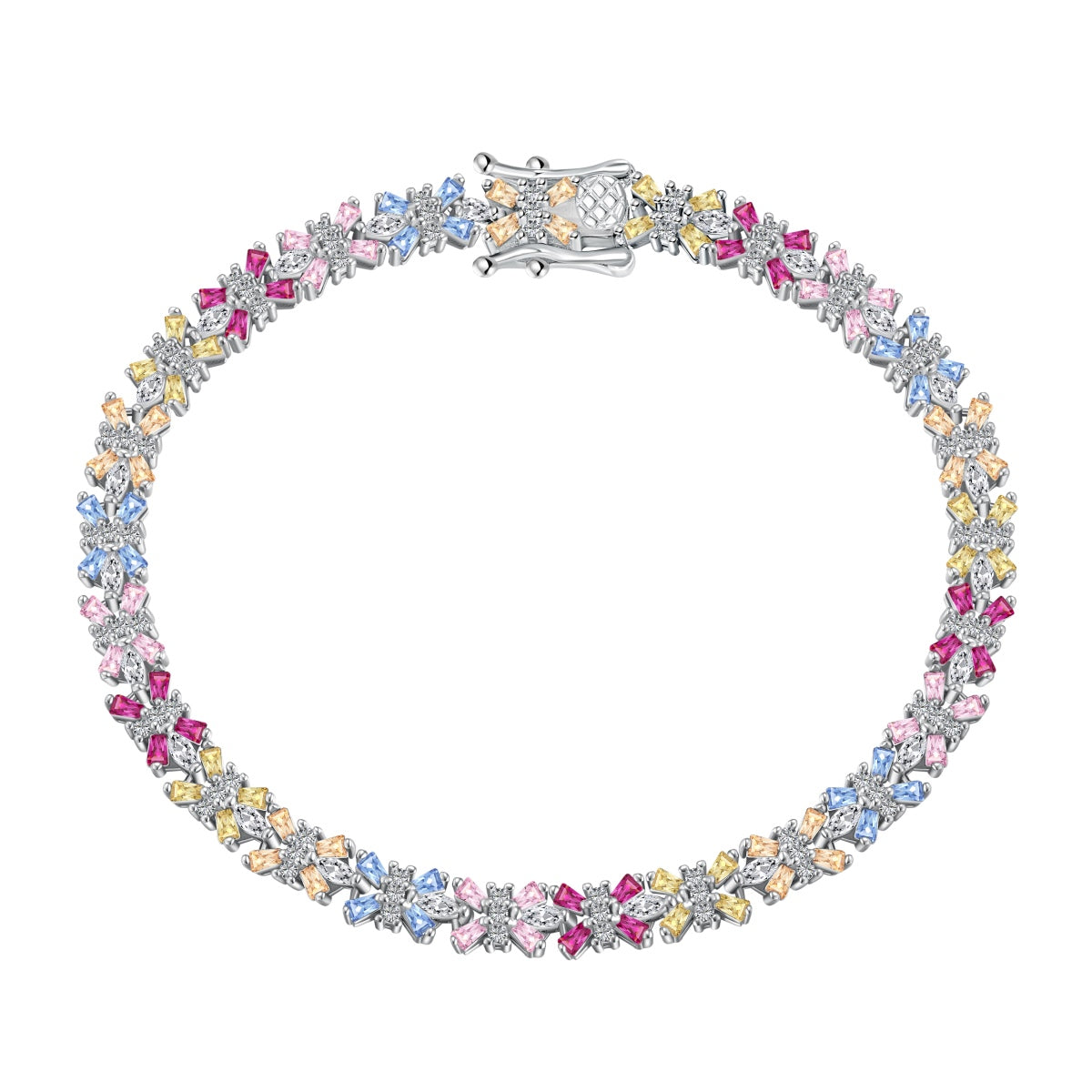 [Tonmkive Jewelry]Pulsera de Fiesta Radiante Colorida con Corte Esmeralda