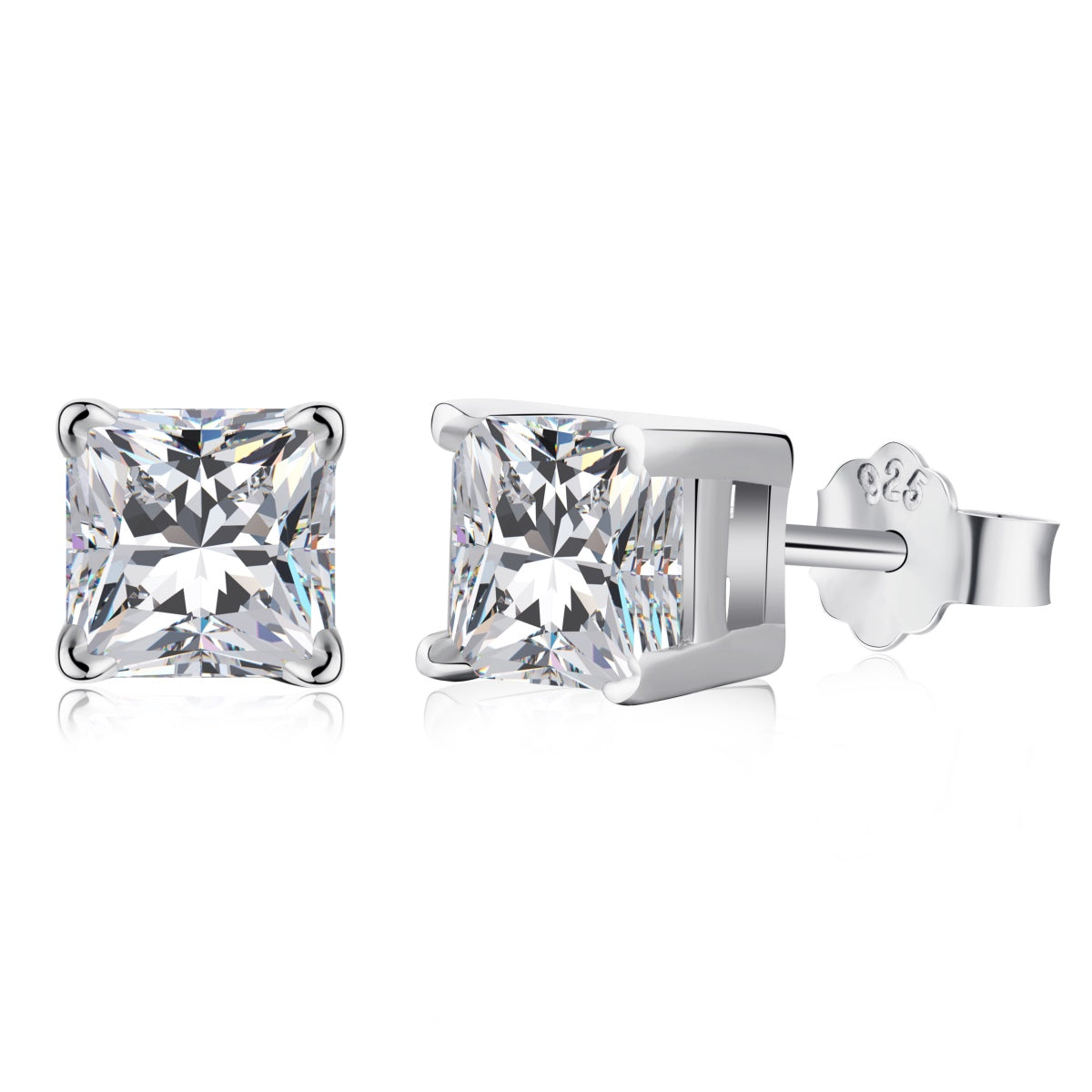 [Joyas Tonmkive] Pendientes de boda de corte princesa radiante de 1,0 quilates