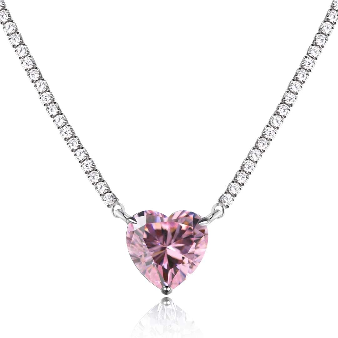 [Tonmkive Jewelry]Collar de tenis de corazón dulce, colorido y versátil de 8.0 quilates