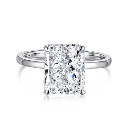 [Tonmkive Joyería] Anillo de banquete con corte radiante, encantador y ornamentado de 4.0 quilates
