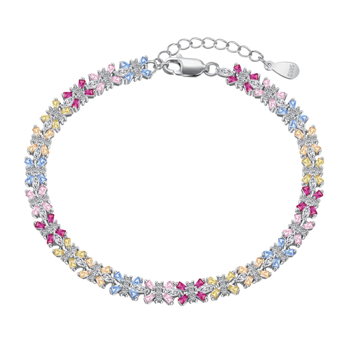 [Tonmkive Jewelry]Pulsera de Fiesta Radiante Colorida con Corte Esmeralda