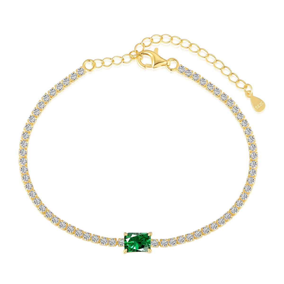 [Tonmkive Jewelry] Pulsera de Banquete con Corte Esmeralda Único de 1,0 Quilates