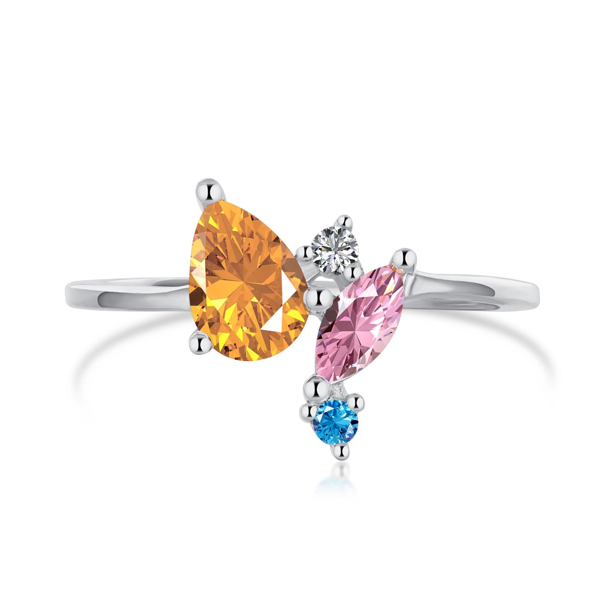 [Joyas Tonmkive]Anillo diario radiante multicolor de corte múltiple