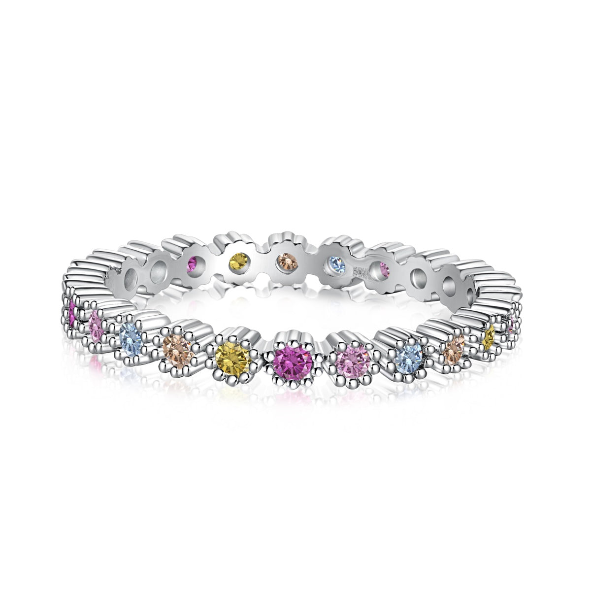 [Tonmkive Jewelry]Exquisito Anillo de Fiesta con Corte Redondo y de Colores