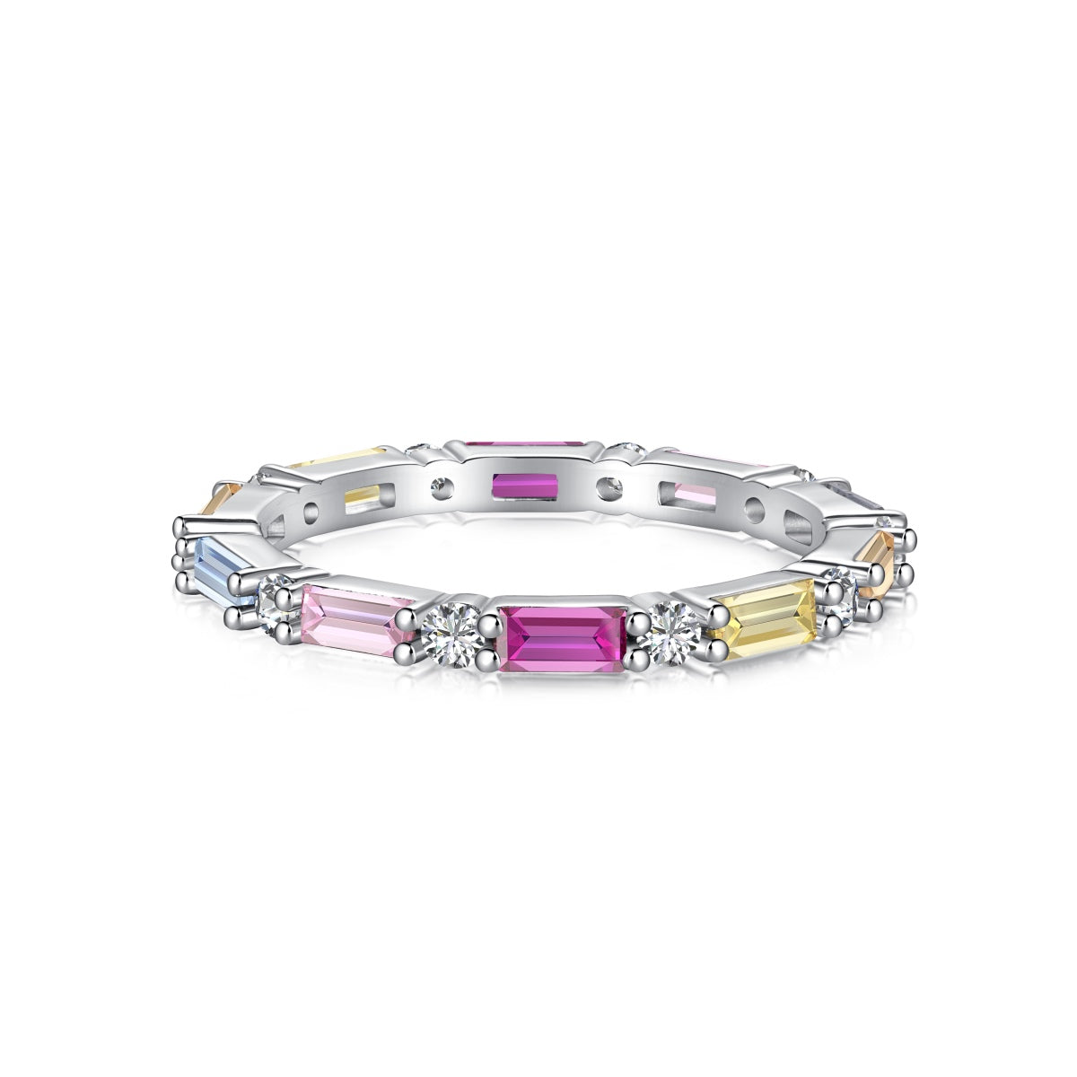[Tonmkive Jewelry]Anillo diario de corte radiante elegante y vibrante en tonos