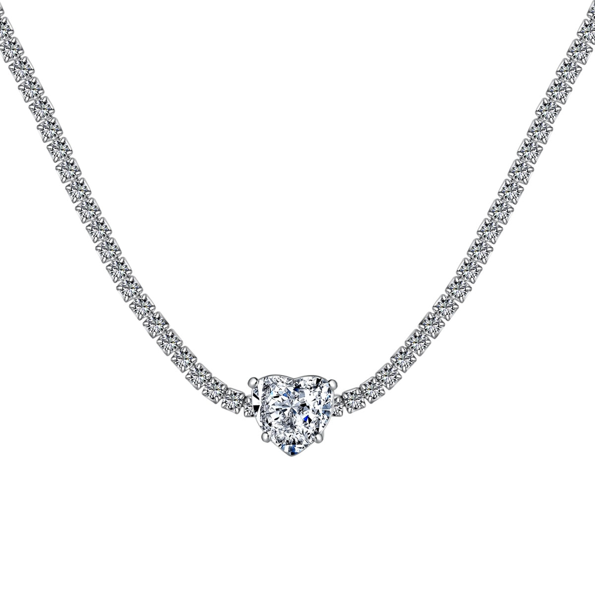[Tonmkive Joyería] Collar de tenis brillante de corte corazón de 2.0 quilates