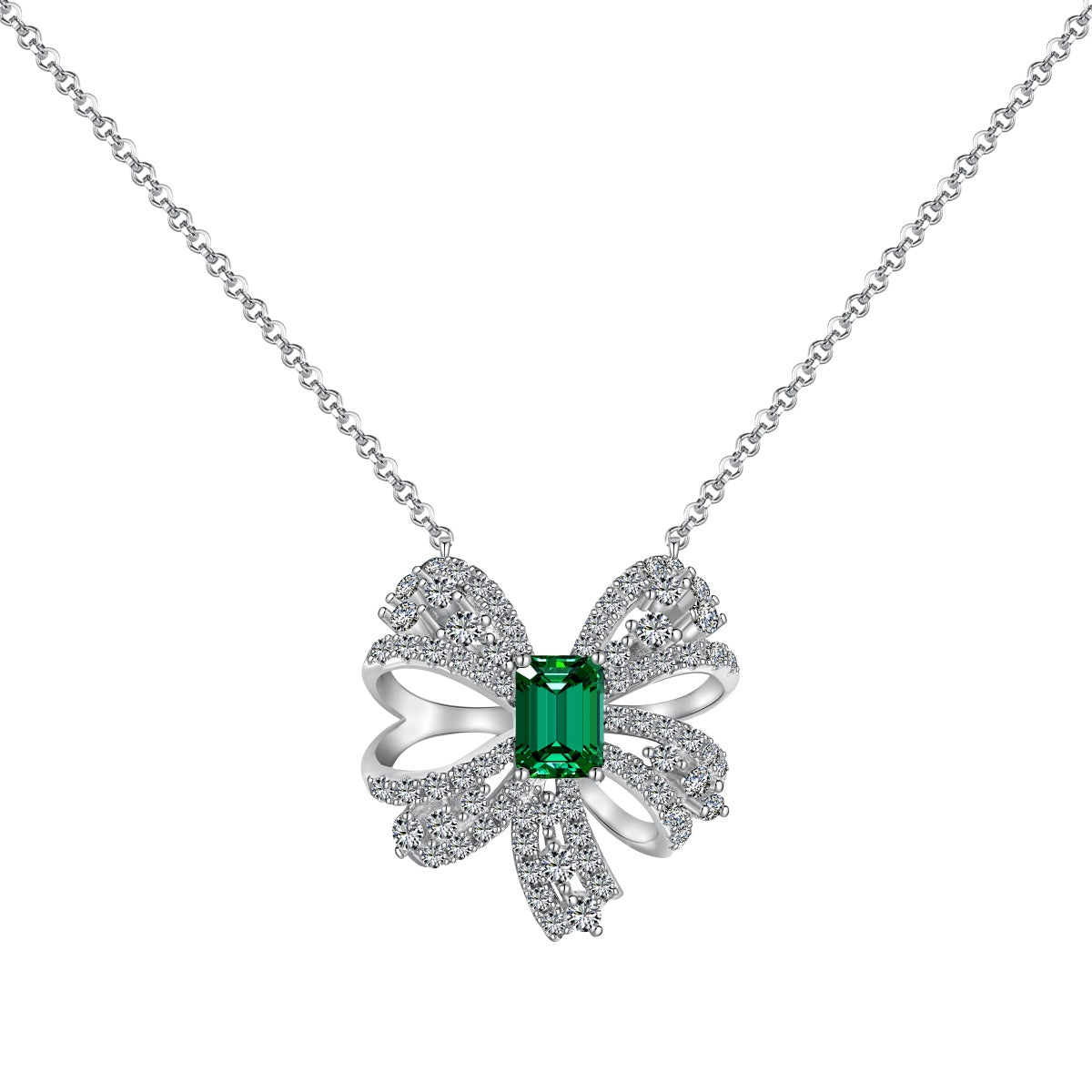 [Tonmkive Jewelry] قلادة فاخرة بقطع الزمرد على شكل زهرة