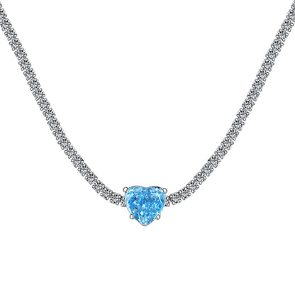 [Tonmkive Joyería] Collar de tenis brillante de corte corazón de 2.0 quilates