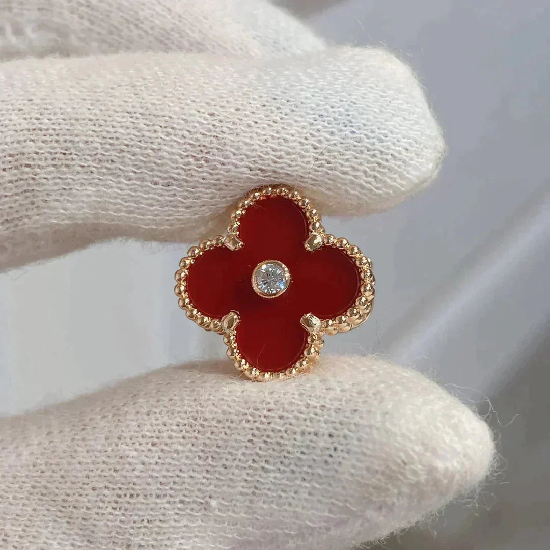 [Glow Muse]CLOVER MEDIUM 1 MOTIFS أقراط العقيق والماس