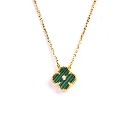 [Glow Muse]COLLAR DE TRÉBOL DE 15 MM CON DIAMANTE Y TURQUESA