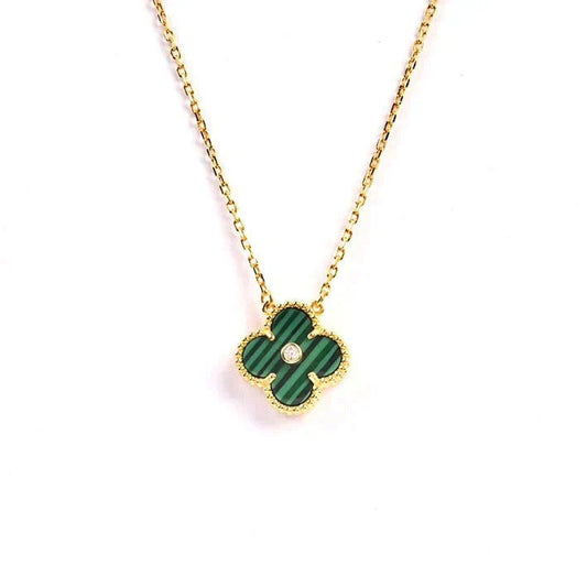 [Glow Muse]CLOVER 15MM DIAMOND TURQUOISE NECKLACE