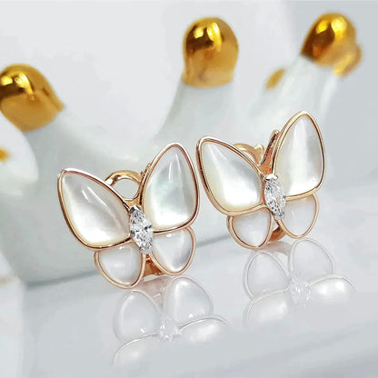 [Glow Muse]PENDIENTES DE DIAMANTES EN FORMA DE MARIPOSA MOP