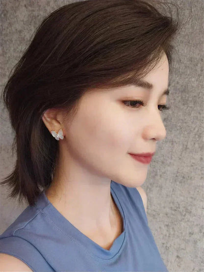 [Glow Muse]PENDIENTES DE DIAMANTES EN FORMA DE MARIPOSA MOP