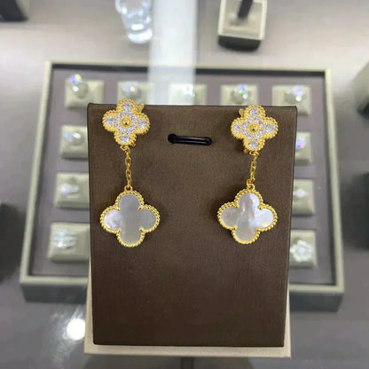 [Glow Muse]CLOVER  2 MOTIFS  DIAMOND  EARRINGS (MULTIPLE CHOICESç´
