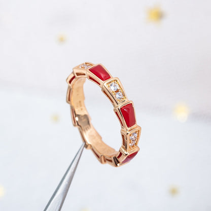 [Glow Muse]ANILLO SERPENTI ORO ROSA CORNALINA DIAMANTE 3MM