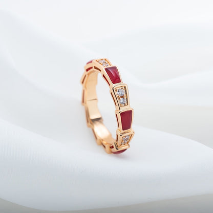 [Glow Muse]ANILLO SERPENTI ORO ROSA CORNALINA DIAMANTE 3MM