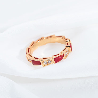 [Glow Muse]ANILLO SERPENTI ORO ROSA CORNALINA DIAMANTE 3MM