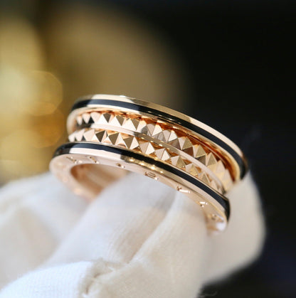 [Glow Muse] ANILLO DE CERÁMICA NEGRA, ORO ROSA Y CERO 1