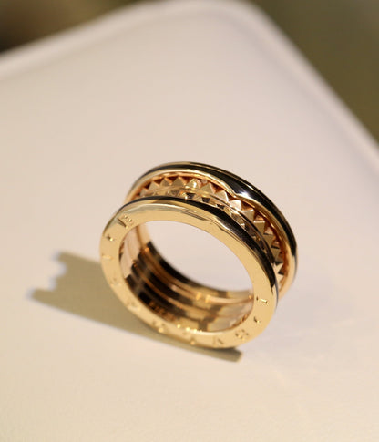 [Glow Muse] ANILLO DE CERÁMICA NEGRA, ORO ROSA Y CERO 1