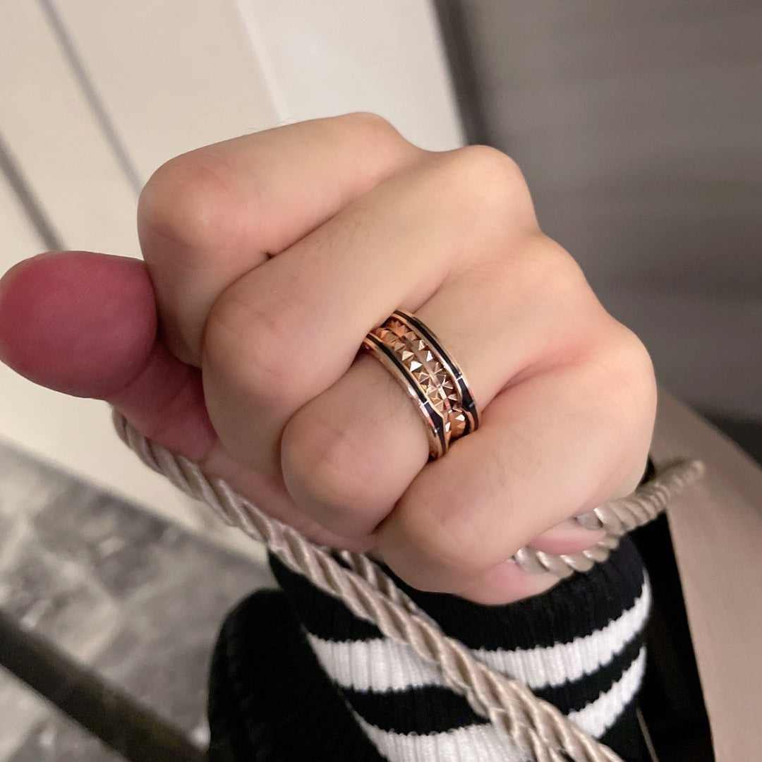 [Glow Muse] ANILLO DE CERÁMICA NEGRA, ORO ROSA Y CERO 1