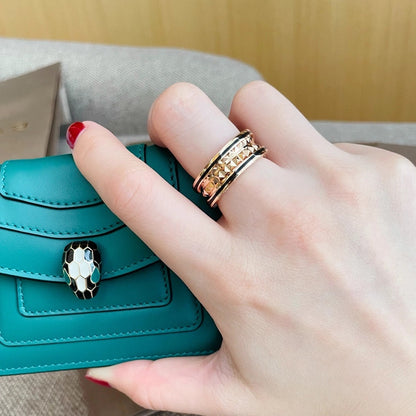 [Glow Muse] ANILLO DE CERÁMICA NEGRA, ORO ROSA Y CERO 1