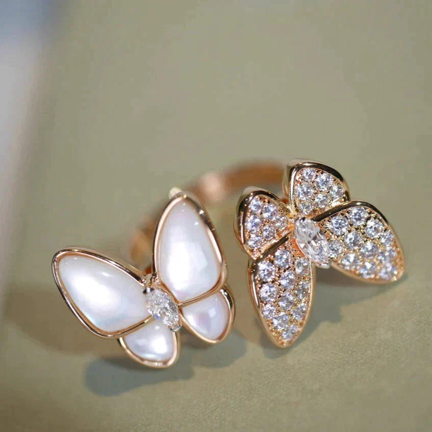 [Glow Muse]TWIN BUTTERFLY DIAMOND MOP RING