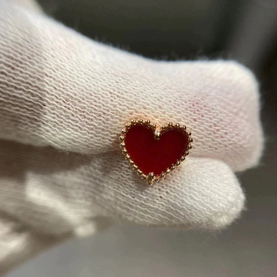[Glow Muse]HEART CARNELIAN STUD EARRINGS