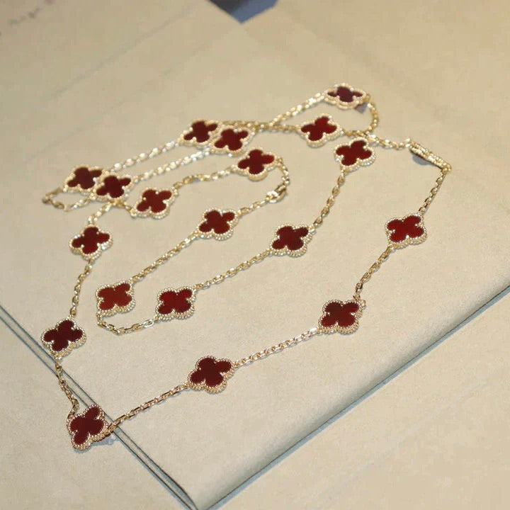 [Glow Muse]COLLAR DE CORNALINA TRÉBOL CON 20 MOTIVOS