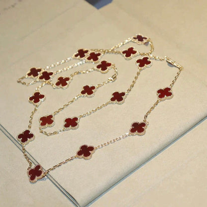 [Glow Muse]COLLAR DE CORNALINA TRÉBOL CON 20 MOTIVOS