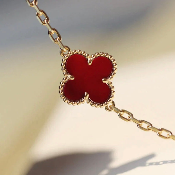 [Glow Muse]COLLAR DE CORNALINA TRÉBOL CON 20 MOTIVOS