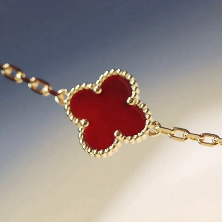 [Glow Muse]COLLAR DE CORNALINA TRÉBOL CON 20 MOTIVOS