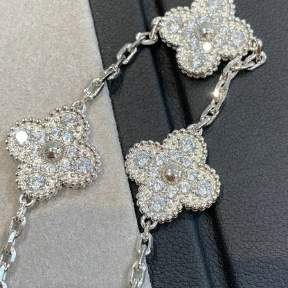[⭐Glow Muse] مجموعة أساور CLOVER 5 MOTIF المرصعة بالماس بالكامل