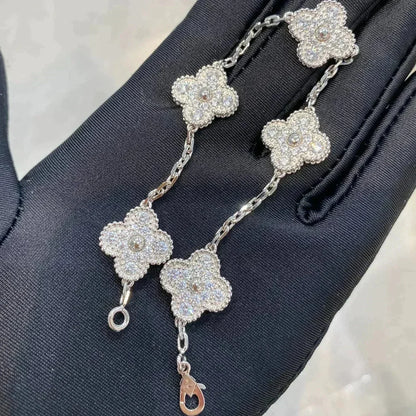 [⭐Glow Muse] مجموعة أساور CLOVER 5 MOTIF المرصعة بالماس بالكامل