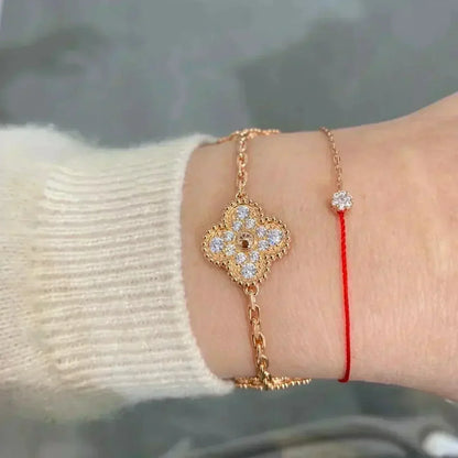[⭐Glow Muse] مجموعة أساور CLOVER 5 MOTIF المرصعة بالماس بالكامل