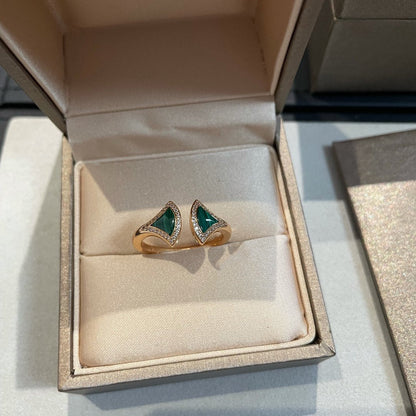 [Glow Muse]ANILLO ABIERTO DE DIAMANTES DE MALAQUITA DREAM