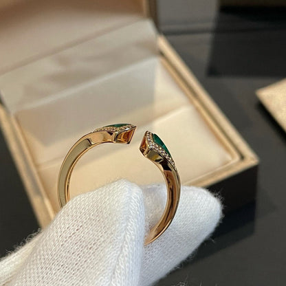 [Glow Muse]ANILLO ABIERTO DE DIAMANTES DE MALAQUITA DREAM