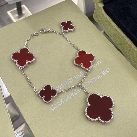 [Glow Muse] PULSERA PLATA CARNELIANA 5 MOTIVOS TRÉBOL