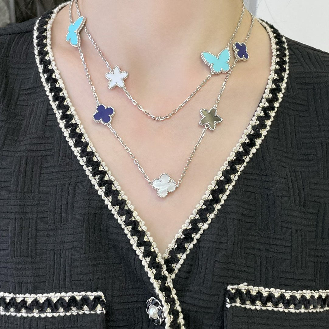 [Glow Muse]COLLAR PLATA 11 MOTIVOS TRÉBOL DE LA SUERTE