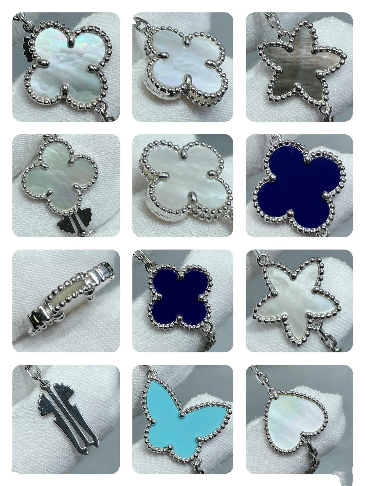 [Glow Muse]COLLAR PLATA 11 MOTIVOS TRÉBOL DE LA SUERTE