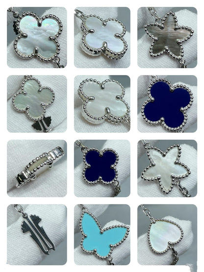 [Glow Muse]COLLAR PLATA 11 MOTIVOS TRÉBOL DE LA SUERTE