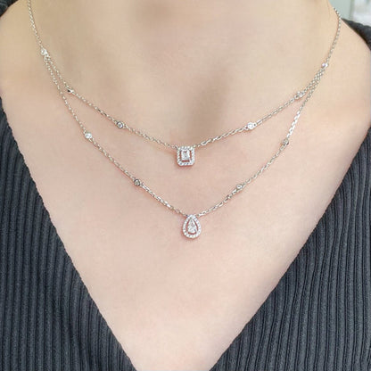 [Glow Muse]COLLAR DE DOBLE FILA DE DIAMANTES MY TWIN