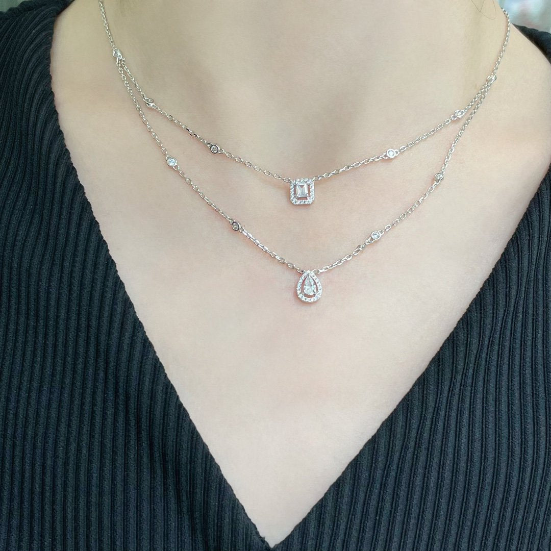 [Glow Muse]COLLAR DE DOBLE FILA DE DIAMANTES MY TWIN