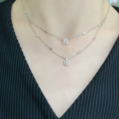 [Glow Muse]COLLAR DE DOBLE FILA DE DIAMANTES MY TWIN