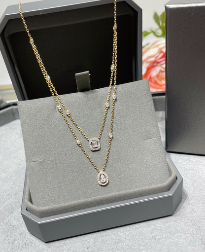 [Glow Muse]COLLAR DE DOBLE FILA DE DIAMANTES MY TWIN