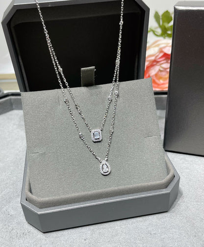 [Glow Muse]COLLAR DE DOBLE FILA DE DIAMANTES MY TWIN